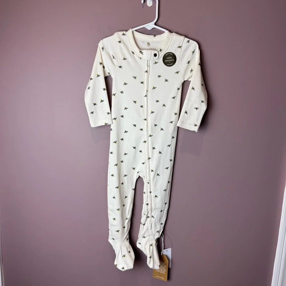 NWT Finn + Emma Busy Bees Footie 9-12M